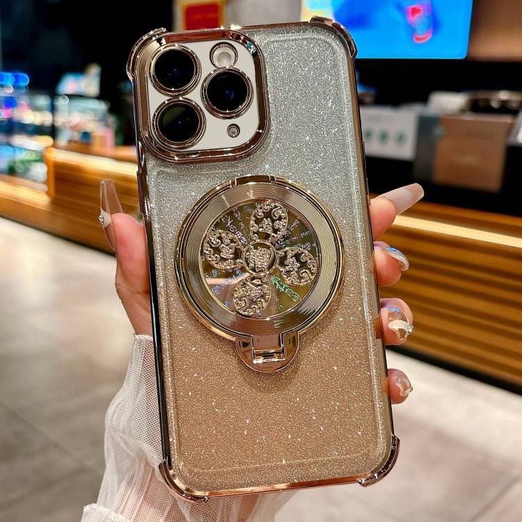 Gradient Glitter Spinning Top Holder Phone Case, For iPhone 11, For iPhone 11 Pro, For iPhone XS / X, For iPhone XR