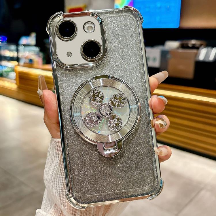 Gradient Glitter Spinning Top Holder Phone Case, For iPhone 15, For iPhone 14 Plus, For iPhone 14, For iPhone 14 Pro