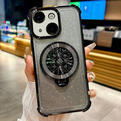 Gradient Glitter Spinning Top Holder Phone Case, For iPhone 15, For iPhone 14 Plus, For iPhone 14, For iPhone 14 Pro