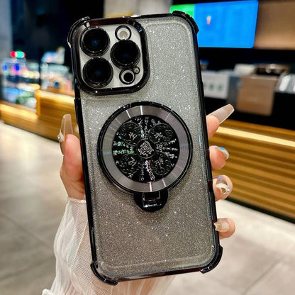 Gradient Glitter Spinning Top Holder Phone Case, For iPhone 15, For iPhone 14 Plus, For iPhone 14, For iPhone 14 Pro