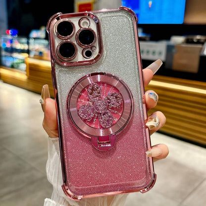 Gradient Glitter Spinning Top Holder Phone Case, For iPhone 15, For iPhone 14 Plus, For iPhone 14, For iPhone 14 Pro
