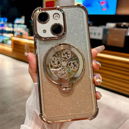 Gradient Glitter Spinning Top Holder Phone Case, For iPhone 16, For iPhone 15 Pro Max, For iPhone 15 Pro, For iPhone 15 Plus