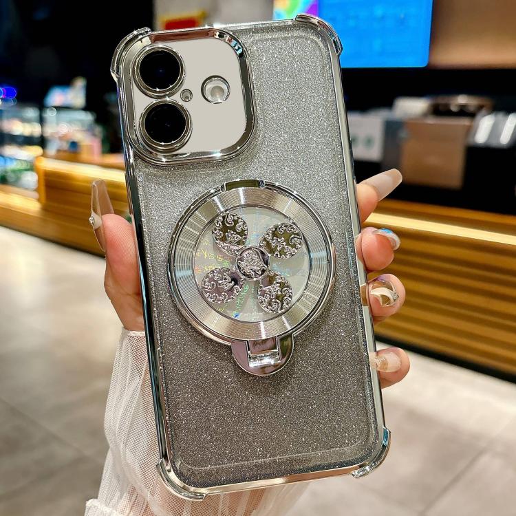 Gradient Glitter Spinning Top Holder Phone Case, For iPhone 16, For iPhone 15 Pro Max, For iPhone 15 Pro, For iPhone 15 Plus