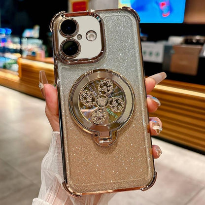 Gradient Glitter Spinning Top Holder Phone Case, For iPhone 16, For iPhone 15 Pro Max, For iPhone 15 Pro, For iPhone 15 Plus