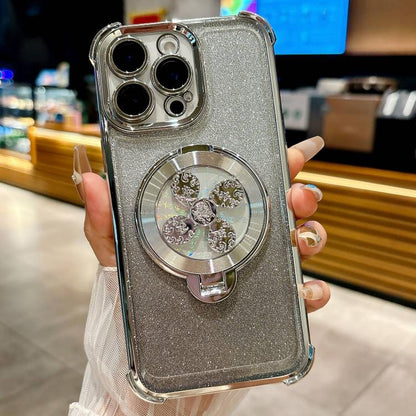 Gradient Glitter Spinning Top Holder Phone Case, For iPhone 16e, For iPhone 16 Pro Max, For iPhone 16 Pro, For iPhone 16 Plus