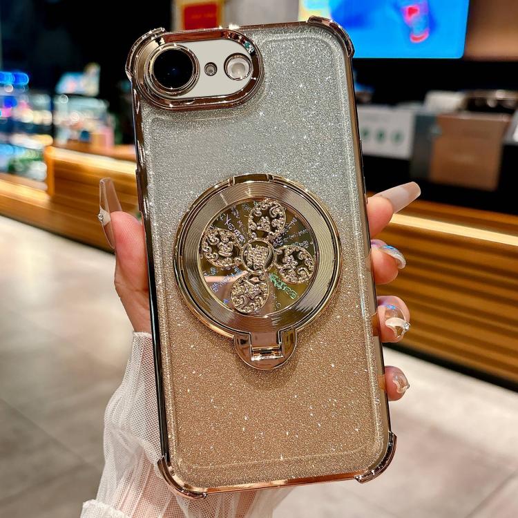 Gradient Glitter Spinning Top Holder Phone Case, For iPhone 16e, For iPhone 16 Pro Max, For iPhone 16 Pro, For iPhone 16 Plus