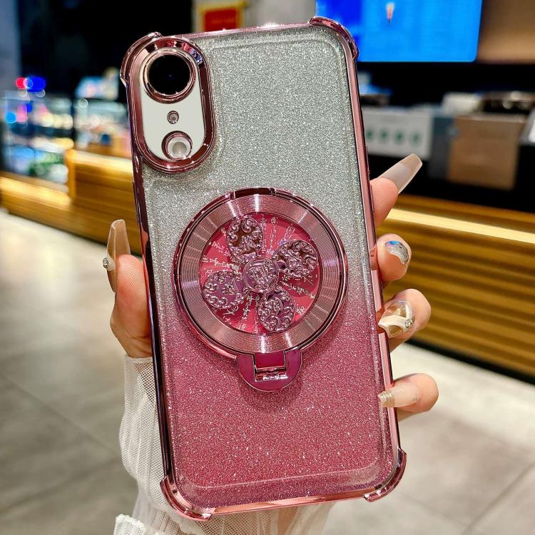 Gradient Glitter Spinning Top Holder Phone Case, For iPhone 11, For iPhone 11 Pro, For iPhone XS / X, For iPhone XR
