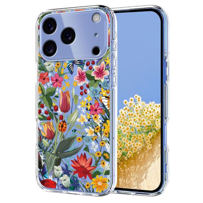 Flower Pattern Painted TPU Phone Case, For iPhone 17e / 16e, For iPhone 17 Pro Max, For iPhone 17 Pro, For iPhone 17