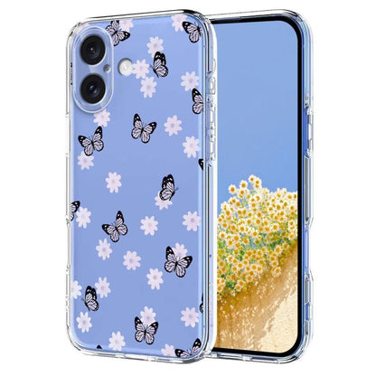 Flower Pattern Painted TPU Phone Case, For iPhone 17e / 16e, For iPhone 17 Pro Max, For iPhone 17 Pro, For iPhone 17