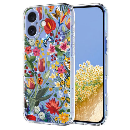 Flower Pattern Painted TPU Phone Case, For iPhone 17e / 16e, For iPhone 17 Pro Max, For iPhone 17 Pro, For iPhone 17
