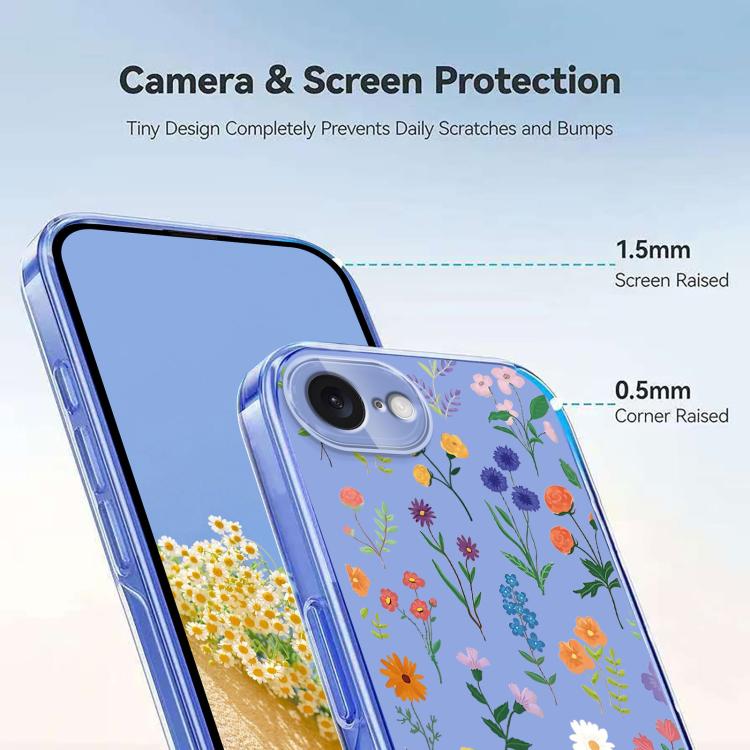 Flower Pattern Painted TPU Phone Case, For iPhone 17e / 16e, For iPhone 17 Pro Max, For iPhone 17 Pro, For iPhone 17, For iPhone Air