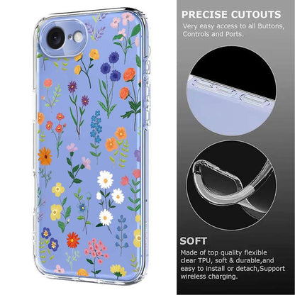Flower Pattern Painted TPU Phone Case, For iPhone 17e / 16e, For iPhone 17 Pro Max, For iPhone 17 Pro, For iPhone 17, For iPhone Air