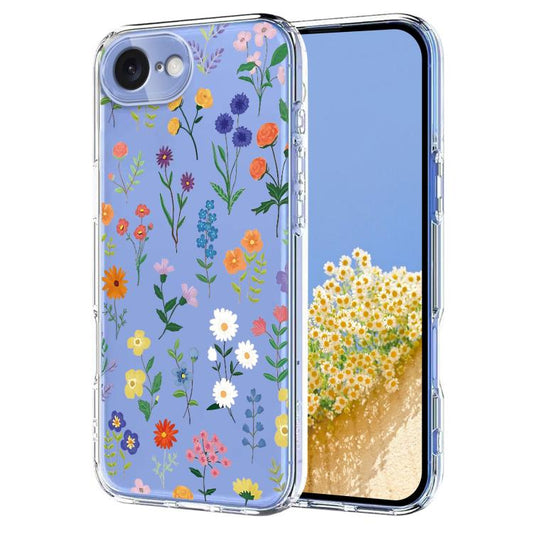 Flower Pattern Painted TPU Phone Case, For iPhone 17e / 16e, For iPhone 17 Pro Max, For iPhone 17 Pro, For iPhone 17, For iPhone Air