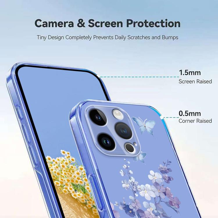 Flower Pattern Painted TPU Phone Case, For iPhone 16 Pro Max, For iPhone 16 Pro, For iPhone 16 Plus, For iPhone 16