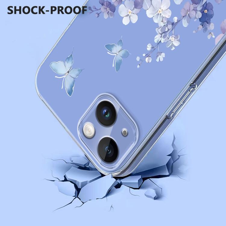 Flower Pattern Painted TPU Phone Case, For iPhone 14 Plus, For iPhone 14 / 13, For iPhone 14 Pro, For iPhone 14 Pro Max