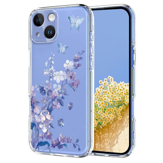 Flower Pattern Painted TPU Phone Case, For iPhone 14 Plus, For iPhone 14 / 13, For iPhone 14 Pro, For iPhone 14 Pro Max