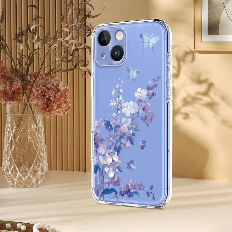 Flower Pattern Painted TPU Phone Case, For iPhone 14 Plus, For iPhone 14 / 13, For iPhone 14 Pro, For iPhone 14 Pro Max