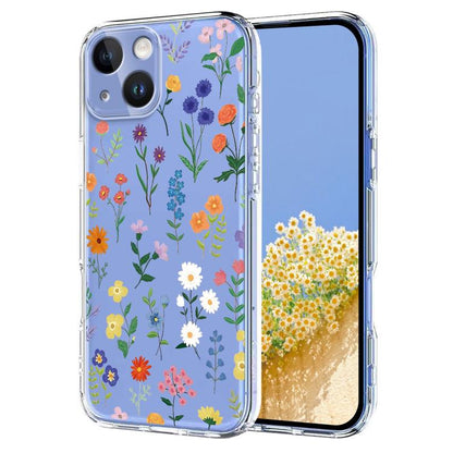 Flower Pattern Painted TPU Phone Case, For iPhone 14 Plus, For iPhone 14 / 13, For iPhone 14 Pro, For iPhone 14 Pro Max
