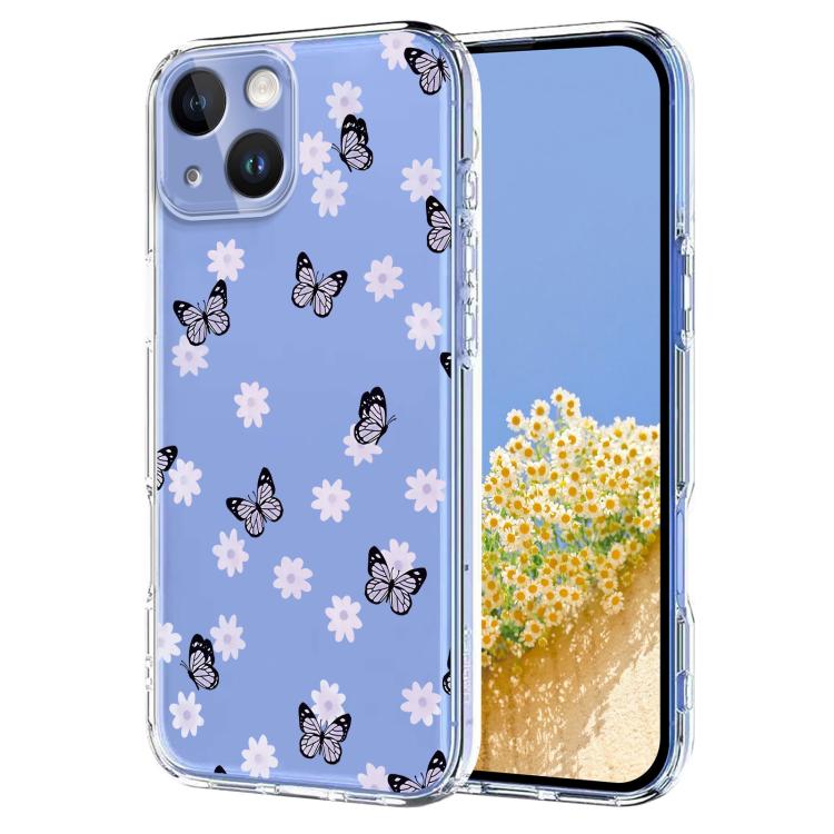 Flower Pattern Painted TPU Phone Case, For iPhone 14 Plus, For iPhone 14 / 13, For iPhone 14 Pro, For iPhone 14 Pro Max
