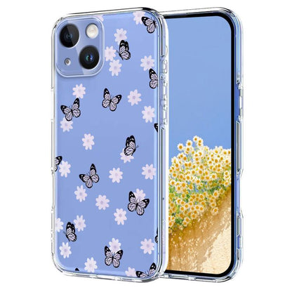 Flower Pattern Painted TPU Phone Case, For iPhone 14 Plus, For iPhone 14 / 13, For iPhone 14 Pro, For iPhone 14 Pro Max