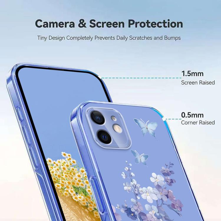 Flower Pattern Painted TPU Phone Case, For iPhone 12 Pro / 12, For iPhone 12 Pro Max, For iPhone 12 mini, For iPhone 11 Pro Max