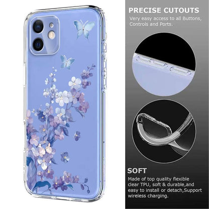 Flower Pattern Painted TPU Phone Case, For iPhone 12 Pro / 12, For iPhone 12 Pro Max, For iPhone 12 mini, For iPhone 11 Pro Max