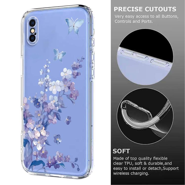 Flower Pattern Painted TPU Phone Case, For iPhone XS Max, For iPhone 8 Plus / 7 Plus