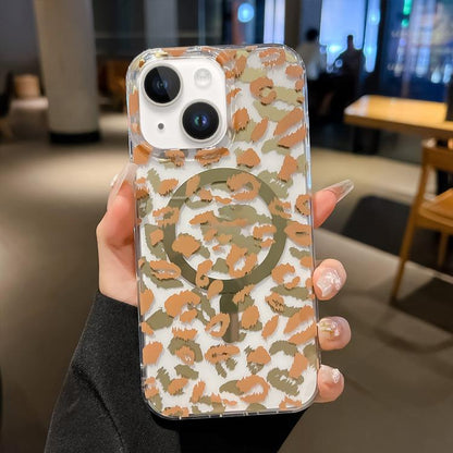 Leopard MagSafe Dual-side Laminating IMD Phone Case, For iPhone 16 Plus, For iPhone 16, For iPhone 15 Pro Max, For iPhone 15 Pro, For iPhone 15 Plus, For iPhone 15