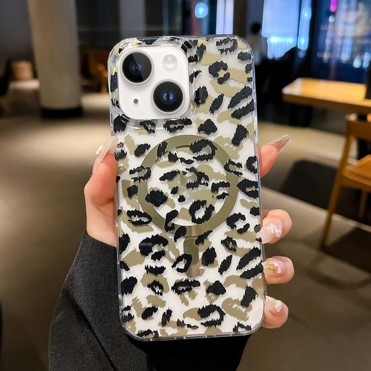 Leopard MagSafe Dual-side Laminating IMD Phone Case, For iPhone 16 Plus, For iPhone 16, For iPhone 15 Pro Max, For iPhone 15 Pro, For iPhone 15 Plus, For iPhone 15