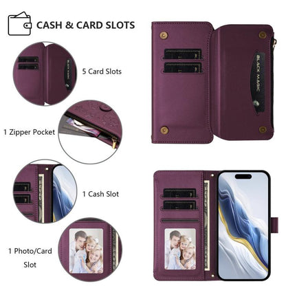 Butterfly Love Flower Multi-card Zipper Wallet Leather Phone Case, For iPhone 18 Pro / 17 Pro, For iPhone 18 Pro Max / 17 Pro Max, For iPhone 17e / 16e
