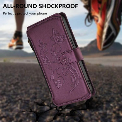 Butterfly Love Flower Multi-card Zipper Wallet Leather Phone Case, For iPhone 18 Pro / 17 Pro, For iPhone 18 Pro Max / 17 Pro Max, For iPhone 17e / 16e
