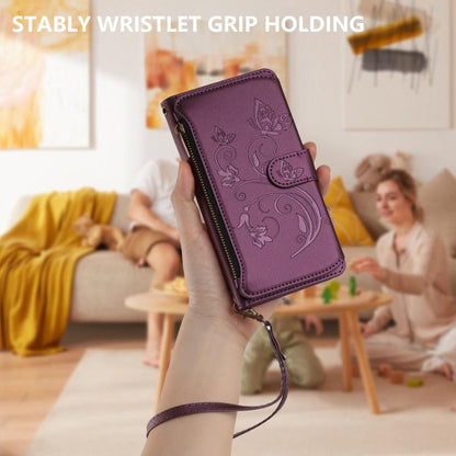 Butterfly Love Flower Multi-card Zipper Wallet Leather Phone Case, For iPhone 18 Pro / 17 Pro, For iPhone 18 Pro Max / 17 Pro Max, For iPhone 17e / 16e