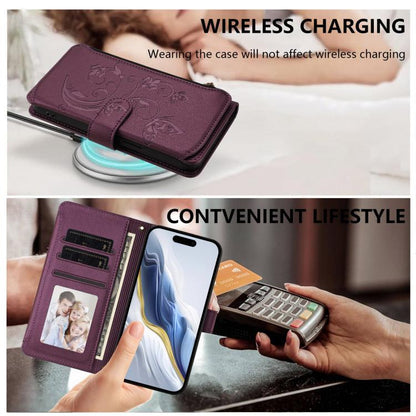 Butterfly Love Flower Multi-card Zipper Wallet Leather Phone Case, For iPhone 18 Pro / 17 Pro, For iPhone 18 Pro Max / 17 Pro Max, For iPhone 17e / 16e