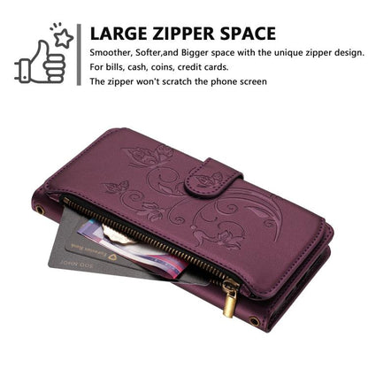Butterfly Love Flower Multi-card Zipper Wallet Leather Phone Case, For iPhone 16 Pro, For iPhone 16 Plus, For iPhone 16