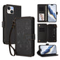 Butterfly Love Flower Multi-card Zipper Wallet Leather Phone Case, For iPhone 15 Pro Max, For iPhone 15 Pro, For iPhone 15 Plus