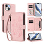 Butterfly Love Flower Multi-card Zipper Wallet Leather Phone Case, For iPhone 15, For iPhone 14 Plus, For iPhone 14 / 13
