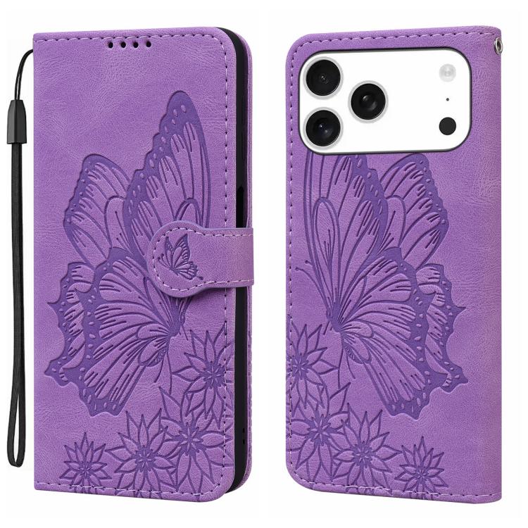Retro Skin Feel Butterflies Embossing Horizontal Flip Leather Phone Case, For iPhone 18 Pro / 17 Pro, For iPhone 18 Pro Max / 17 Pro Max, For iPhone 17, For iPhone 17 Air