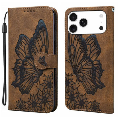 Retro Skin Feel Butterflies Embossing Horizontal Flip Leather Phone Case, For iPhone 18 Pro / 17 Pro, For iPhone 18 Pro Max / 17 Pro Max, For iPhone 17, For iPhone 17 Air