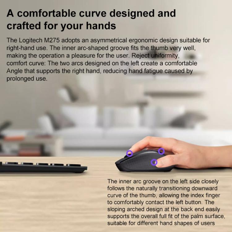 Logitech M275 1000dpi 2.4GHz Wireless Mouse with USB