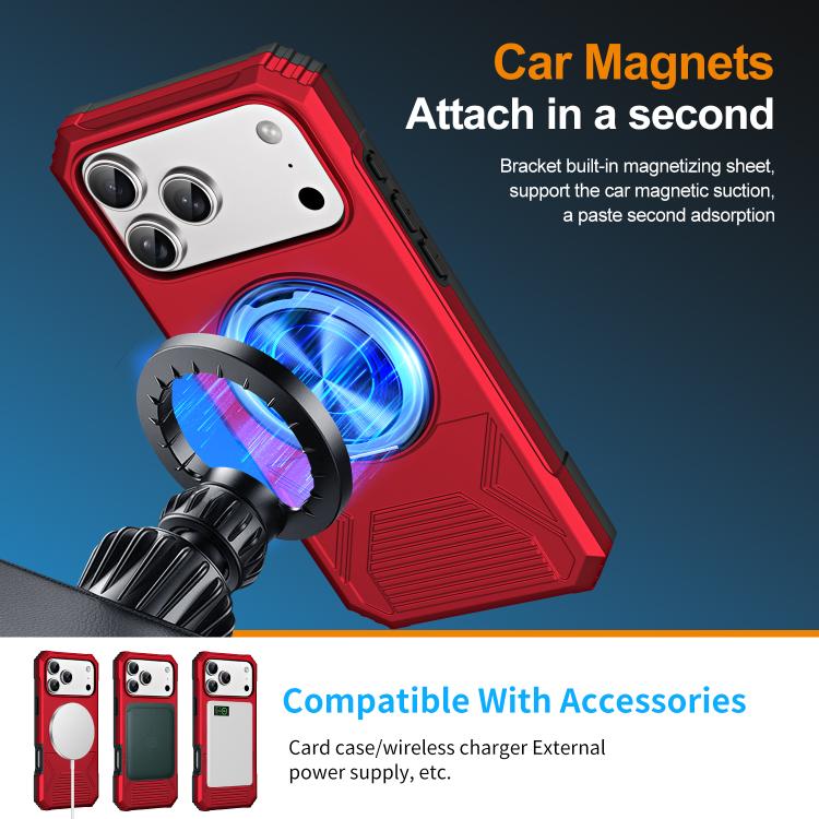 Alloy Rotating Holder MagSafe Shockproof Phone Case, For iPhone 17 Pro Max, For iPhone 17 Pro
