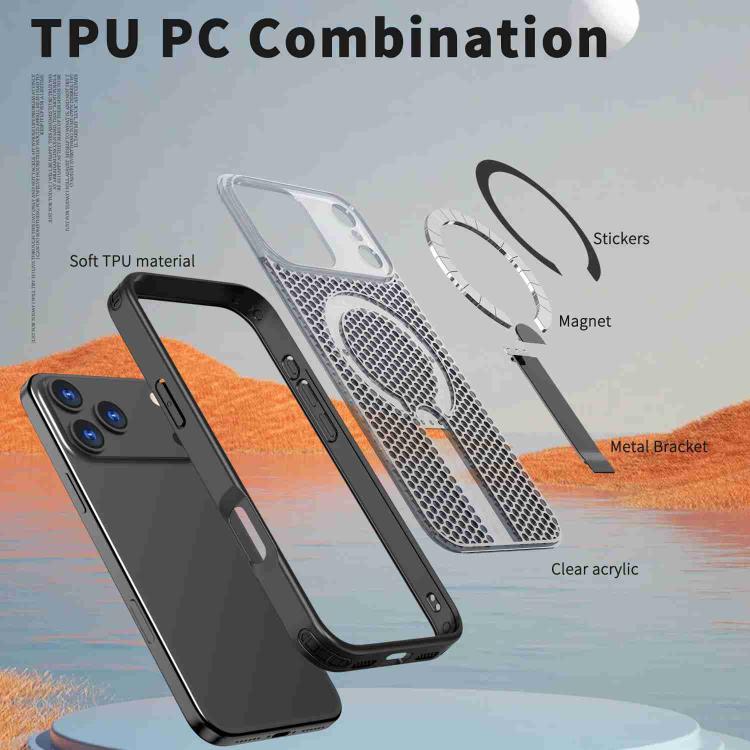 kalebol Honeycomb Cooling MagSafe Holder Phone Case, For iPhone 17 Pro, For iPhone 17, For iPhone Air, For iPhone 16 Pro Max