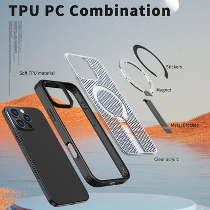 kalebol Honeycomb Cooling MagSafe Holder Phone Case, For iPhone 14 Pro Max, For iPhone 13 Pro Max, For iPhone 13