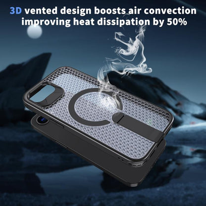 kalebol Honeycomb Cooling MagSafe Holder Phone Case, For iPhone 17e / 16e, For iPhone 17 Pro Max, For iPhone 17 Pro, For iPhone 17