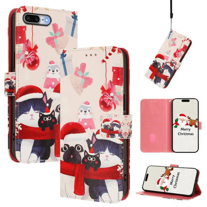 Christmas Series Buckle Leather Phone Case with Hand Strap, For iPhone XR, For iPhone XS Max, For iPhone 8 Plus / 7 Plus
