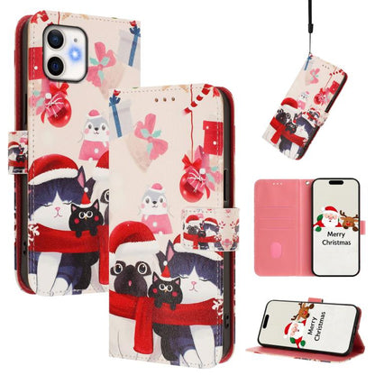 Christmas Series Buckle Leather Phone Case with Hand Strap, For iPhone 13 mini, For iPhone 12 Pro / 12, For iPhone 12 Pro Max, For iPhone 12 mini