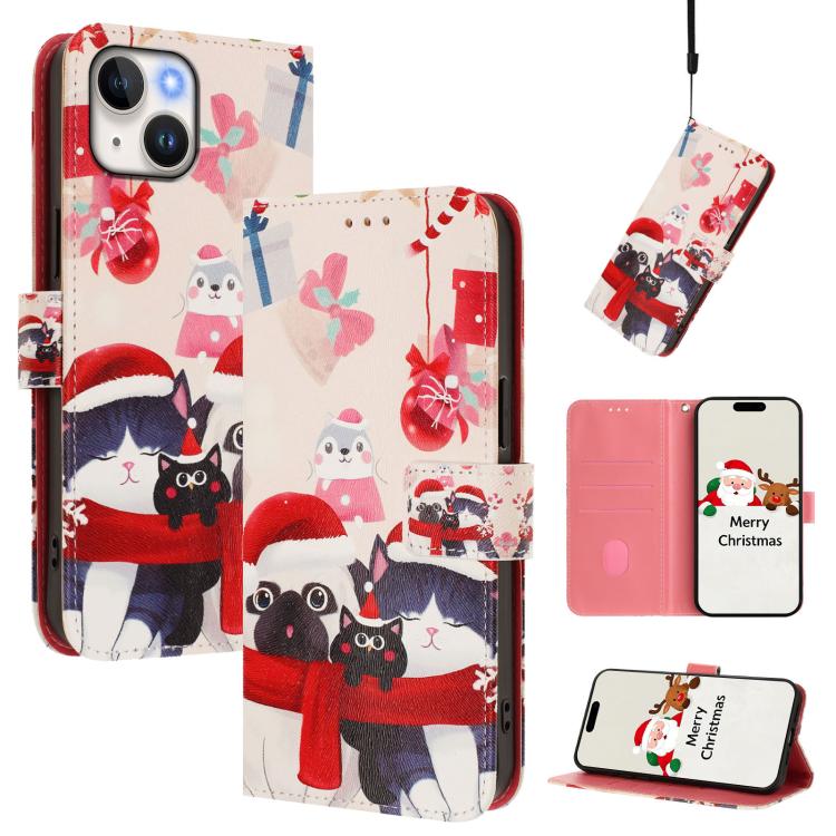 Christmas Series Buckle Leather Phone Case with Hand Strap, For iPhone 13 mini, For iPhone 12 Pro / 12, For iPhone 12 Pro Max, For iPhone 12 mini