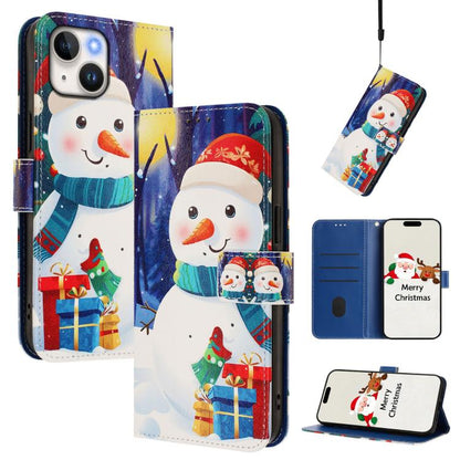 Christmas Series Buckle Leather Phone Case with Hand Strap, For iPhone 16, For iPhone 15 Pro Max, For iPhone 15 Pro, For iPhone 15 Plus