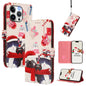 Christmas Series Buckle Leather Phone Case with Hand Strap, For iPhone 16, For iPhone 15 Pro Max, For iPhone 15 Pro, For iPhone 15 Plus