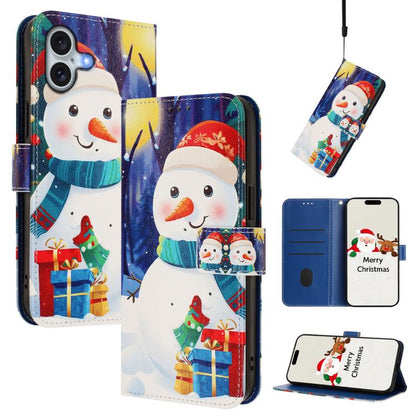 Christmas Series Buckle Leather Phone Case with Hand Strap, For iPhone Air, For iPhone 16 Pro Max, For iPhone 16 Pro, For iPhone 16 Plus