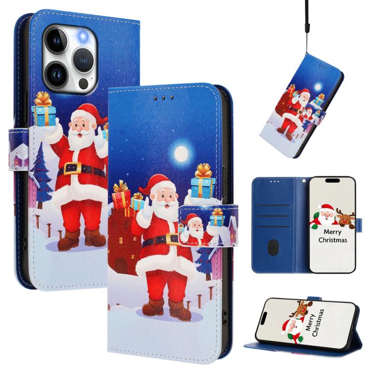 Christmas Series Buckle Leather Phone Case with Hand Strap, For iPhone Air, For iPhone 16 Pro Max, For iPhone 16 Pro, For iPhone 16 Plus